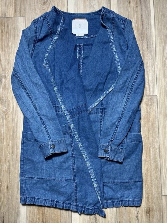 Anthropologie Jackets & Blazers - Hei Hei Anthropologie Open Front Linen Chambray Denim Jacket - Women Size XS